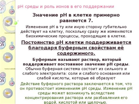 Влияние рН среды на важные процессы клетки
