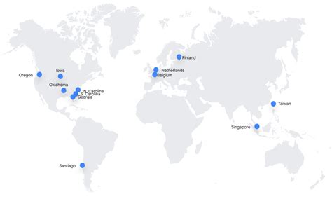 Географическое размещение центров обработки данных Google