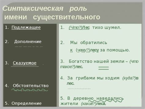 Значение и роль частей речи в предложении