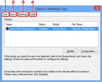Использование программы Canon IJ Network Tool для определения IP-адреса принтера