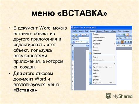 Меню "Вставка"