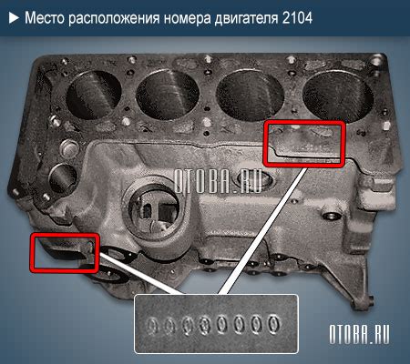 Местоположение маркировки двигателя инжектор на автомобиле Ваз 2104