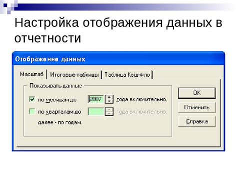 Настройка отображения отчетности