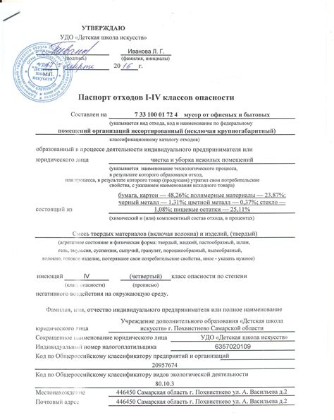 Необходимая документация и оформление для получения паспорта на отходы в организации