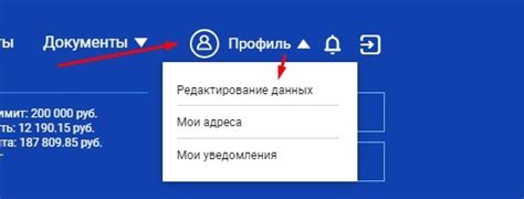 Раздел "Профиль" в меню