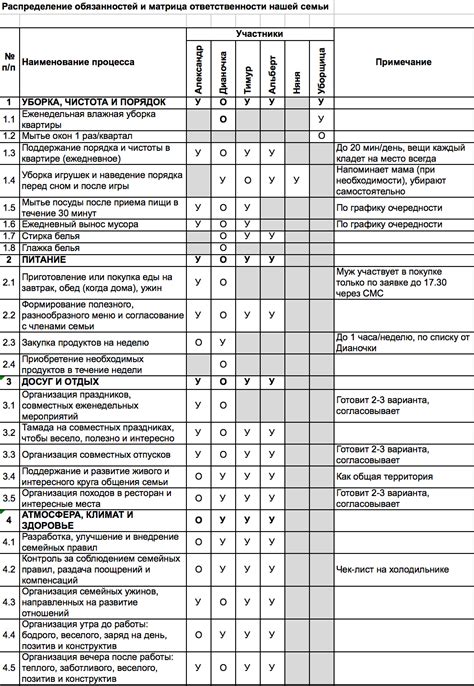 Распределение обязанностей и повседневных забот