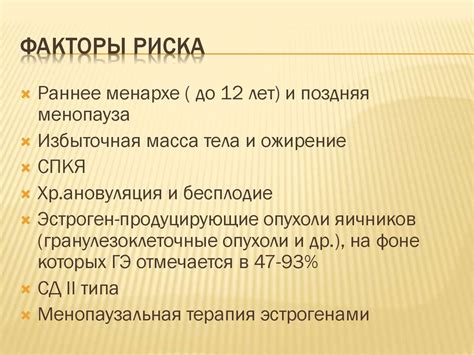 Факторы риска развития гиперплазии эндометрия у женщин