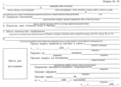 Документы для получения паспорта
