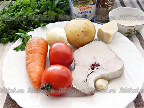 Ингредиенты для супа из филе трески