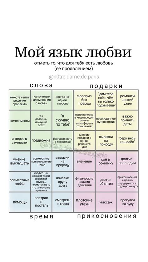 Индивидуальные проявления любви