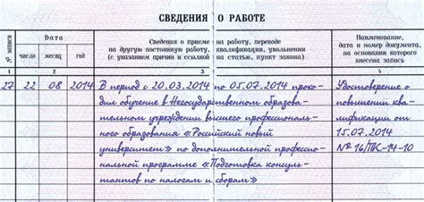 Какие сведения должны быть указаны в трудовой книжке