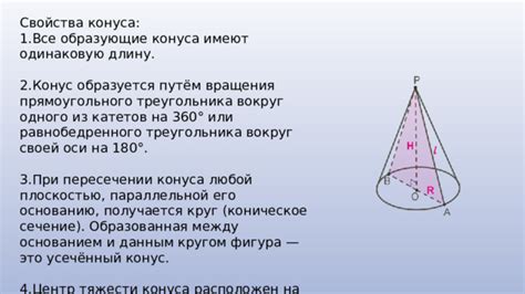 Математические свойства конуса
