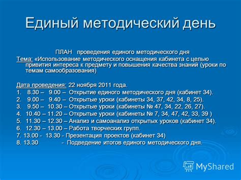 Планирование методического дня
