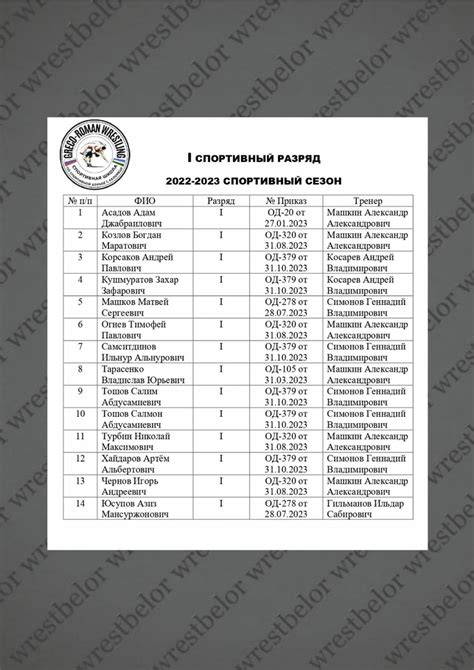 Получение спортивных разрядов в спортивном клубе