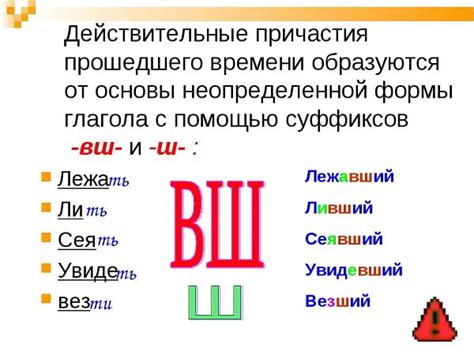 Примеры причастий без суффиксов