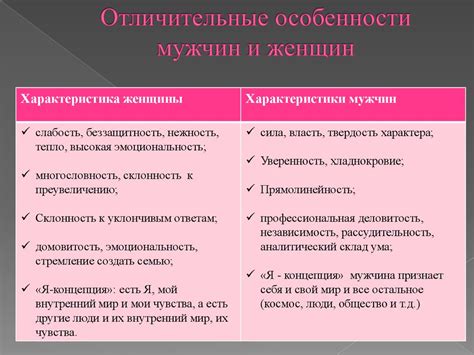 Психологические особенности и различия